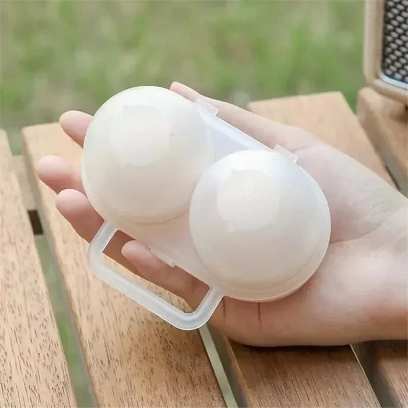Pārnēsājama plastmasas olu kastīte 2 olām, triecienizturīga kārbiņa ceļojumiem