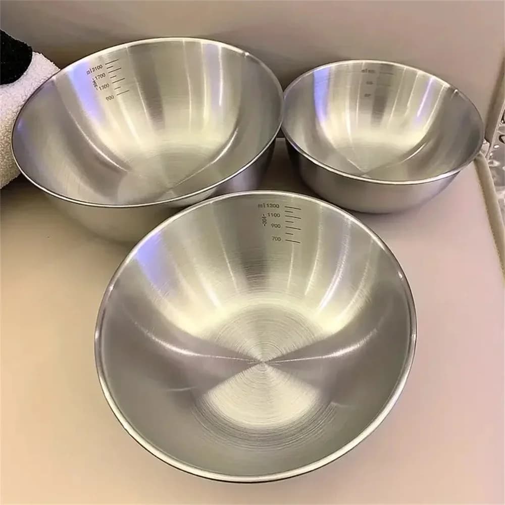 Nerūsējošā tērauda bļodu komplekts ar mērskalu ēdiena gatavošanai un uzglabāšanai
