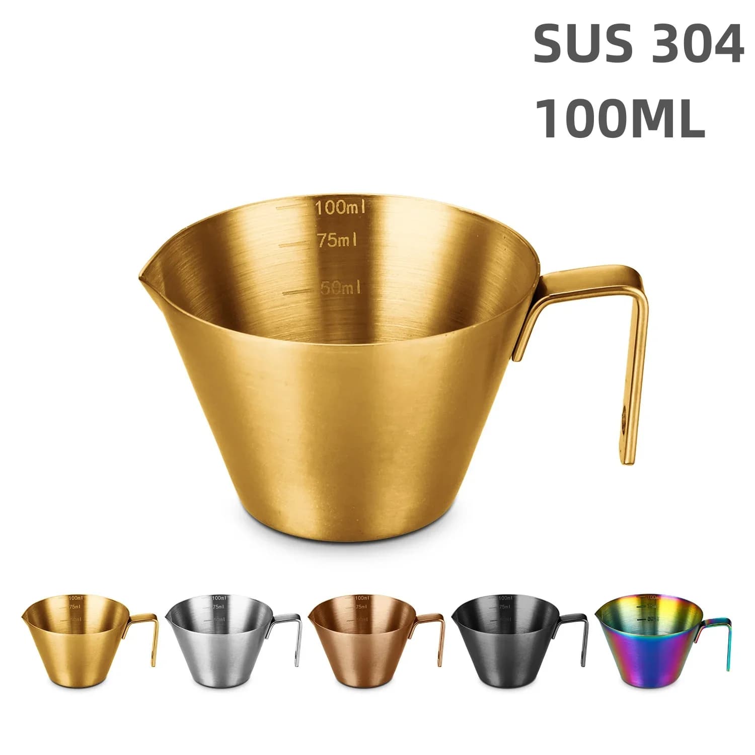 304 nerūsējošā tērauda espresso mērkrūze ar skalu