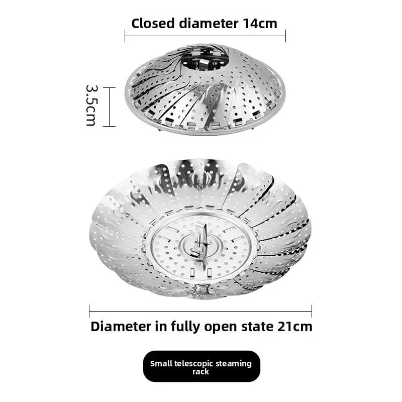Salokāms nerūsējošā tērauda tvaicēšanas grozs katliem, 6–10.5"