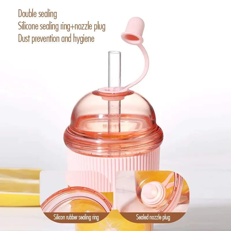 Pārnēsājama krūze ar salmiņu 430 ml