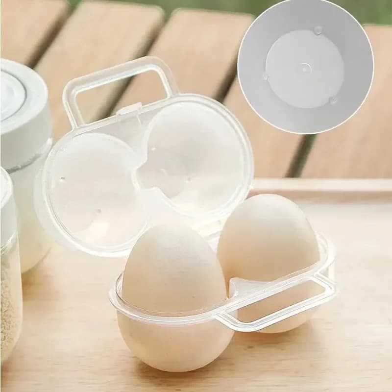 Pārnēsājama plastmasas olu kastīte 2 olām, triecienizturīga kārbiņa ceļojumiem