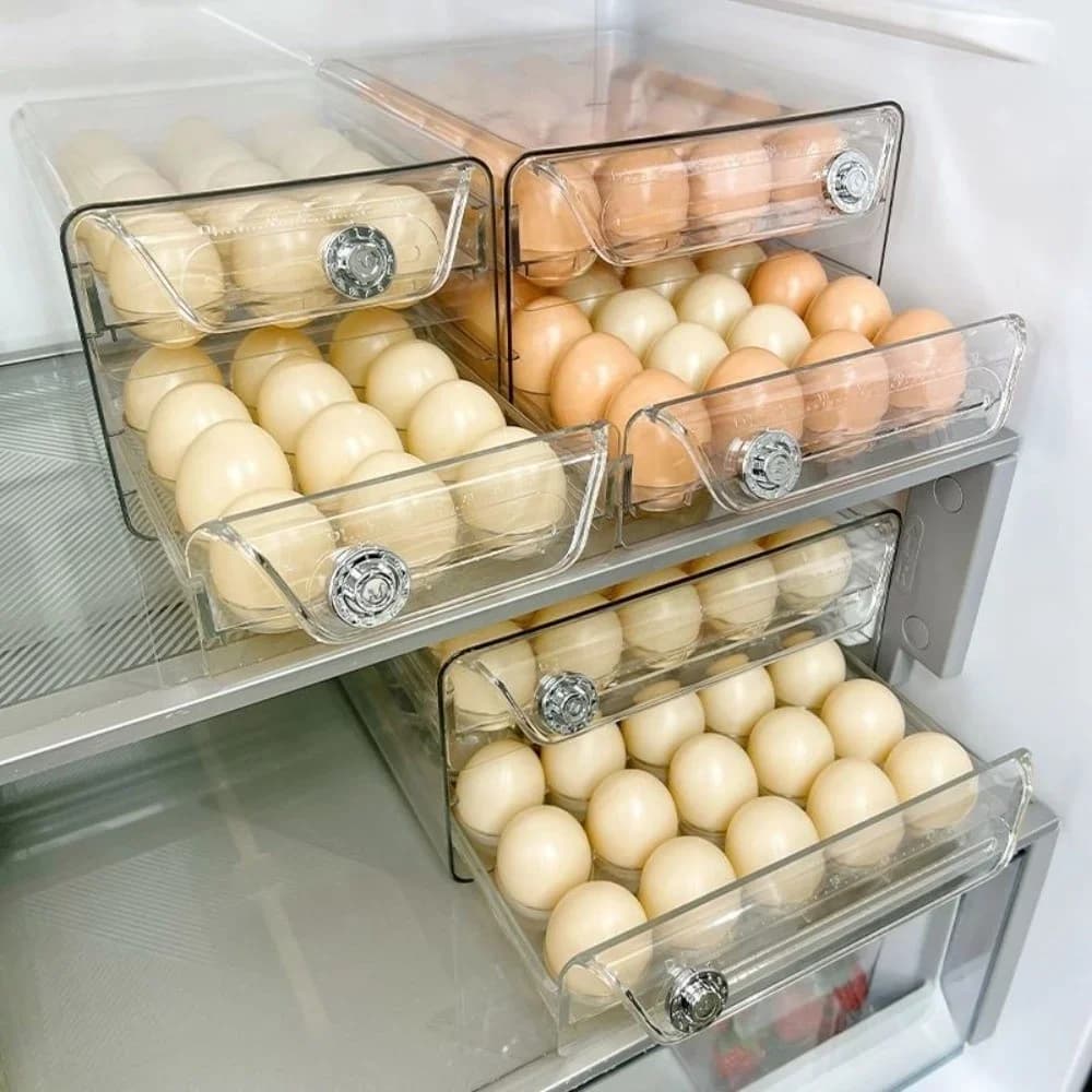 Caurspīdīga divslāņu olu uzglabāšanas kaste ar laika skalu